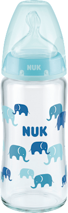 Babyflasche aus Glas First Choice, blau, 0-6 Monate, 240 ml  NUK
