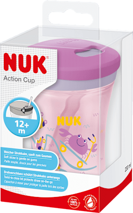 Trinkhalmbecher Evolution Action Cup pink, 230 ml NUK