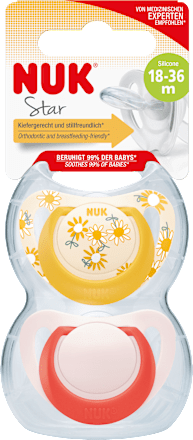 Schnuller Star Silikon, gelb/rot, Gr.3, 18-36 Monate NUK