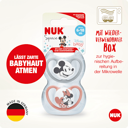 Schnuller Space Disney Silikon, grau/terrakotta, 6-18 Monate  NUK