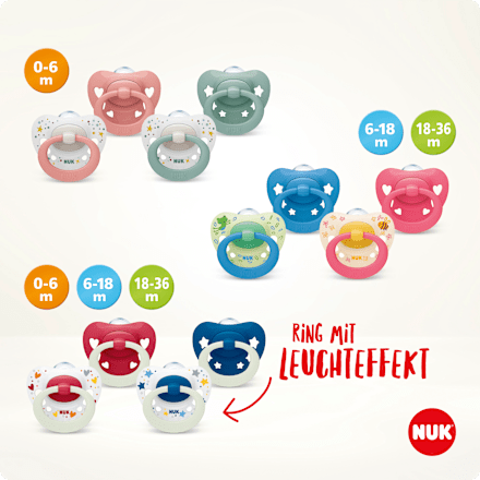 Schnuller Signature Silikon, gelb/pink, ab 18 Monate NUK