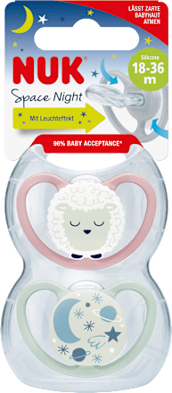 Schnuller Space Night Silikon, lila/mint,  ab 18 Monate NUK