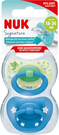Schnuller Signature Silikon, grün/blau, ab 18 Monate NUK