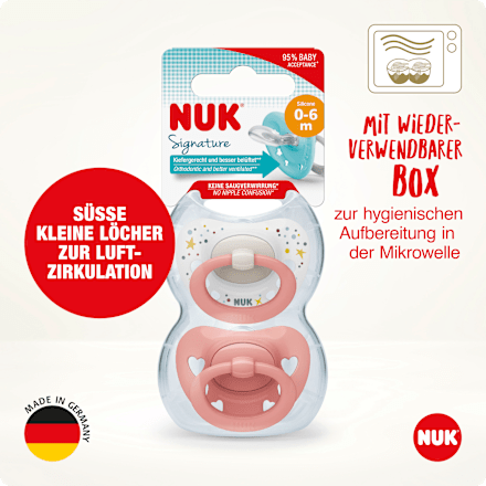 Schnuller Signature Silikon, rosa, 0-6 Monate NUK