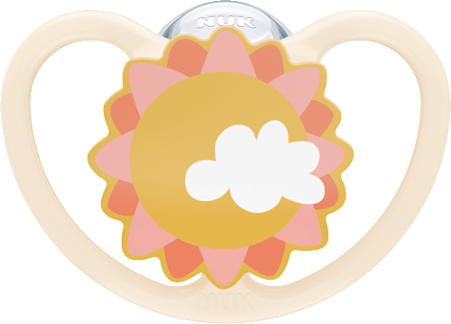 Schnuller Space Silikon, gelb/aprikose, ab 18 Monate NUK