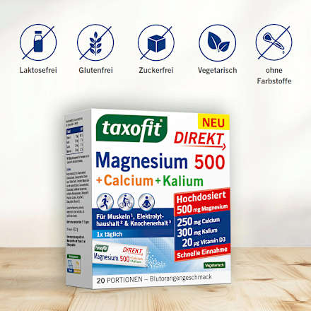 Magnesium 500 + Calcium & Kalium Direkt Granulat 20 St taxofit