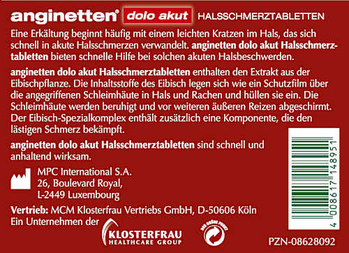 dolo akut Halstabletten Kirsche zuckerfrei anginetten