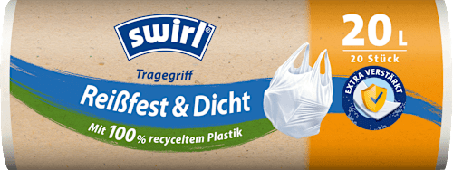 Müllbeutel 20 l mit Tragegriff mit 100 % recyceltem Plastik Swirl