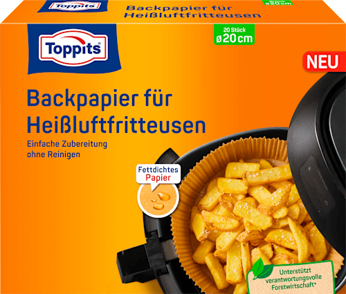 Backpapier für Heißluftfritteusen Toppits