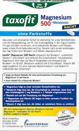 Magnesium Nacht 500 + Melatonin Tabletten 30 St taxofit