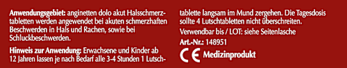 dolo akut Halstabletten Kirsche zuckerfrei anginetten