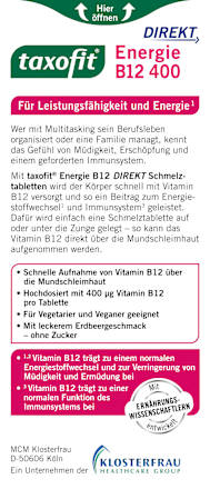 Vitamin B12 Energie Schmelztabletten 30 St taxofit