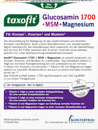 Glucosamin 1700 + MSM + Magnesium Sticks 20 St taxofit