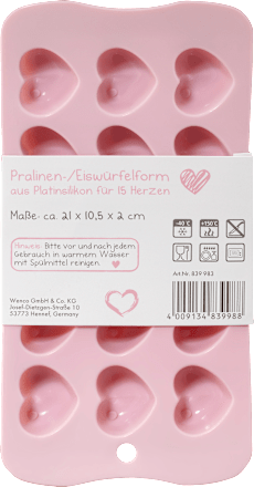 Pralinen-/Eiswürfelform, Herzen wenco