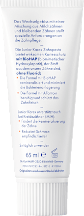Zahnpasta Kinder Junior 6-12 Jahren fluoridfrei KAREX