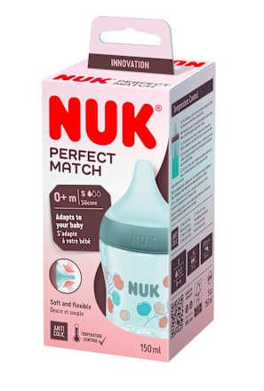Biberon Perfect Match cu tetină silicon, mărimea S, 0+ luni NUK
