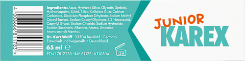 Zahnpasta Kinder Junior, ab 6 Jahren fluoridfrei KAREX