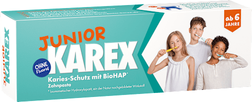 Zahnpasta Kinder Junior, ab 6 Jahren fluoridfrei KAREX