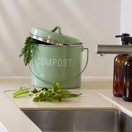 Komposteimer aus Metall mit Henkel, grün (19x21cm) keine Marke