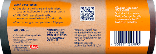 Müllbeutel 20 l Fixierband mit 100 % recyceltem Plastik Swirl