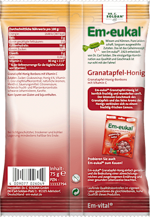 Bonbon, Granatapfel-Honig Em-eukal