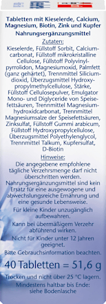 Kieselerde + Biotin + Zink Tabletten 40 St. Doppelherz