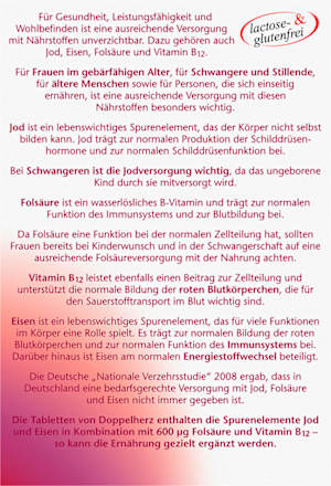 Jod + Folsäure + Eisen Tabletten 45 St. Doppelherz