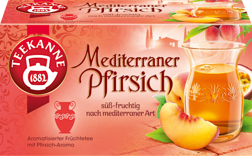 Früchtetee Mediterraner Pfirsich (20 Beutel) Teekanne