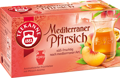 Früchtetee Mediterraner Pfirsich (20 Beutel) Teekanne