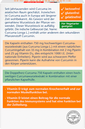 aktiv Curcuma 750 mit Curcumin + Vitamin D3 Kapseln Doppelherz