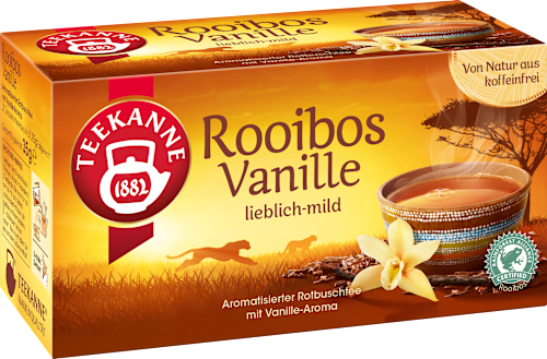 Kräutertee Rooibos, Vanille (20 Beutel) Teekanne