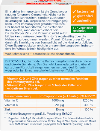 Vitamin C + Zink 1000 Direct Portionssticks Doppelherz
