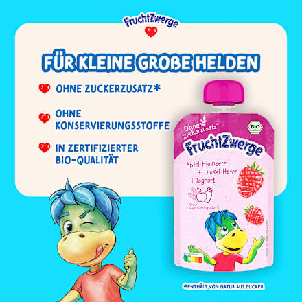 Quetschie Apfel-Himbeere Dinkel,Hafer+Joghurt ab 1 Jahr FruchtZwerge