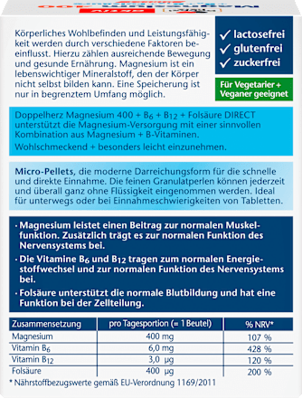aktiv Magnesium 400 Direct Micro-Pellets Doppelherz