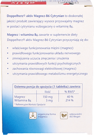 Suplement diety Magnez-B6 Cytrynian, tabletki Doppelherz