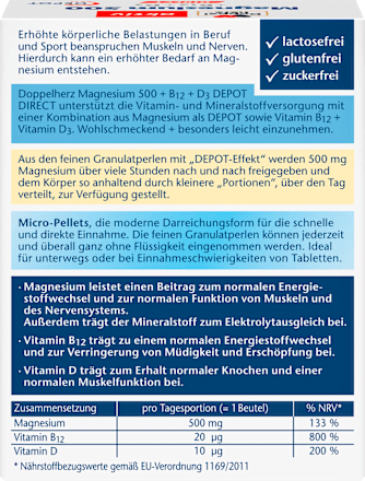 Aktiv Magnesium 500 direkt Sticks Doppelherz