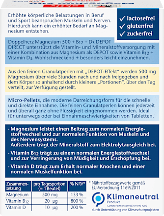 Aktiv Magnesium 500 direkt Sticks Doppelherz