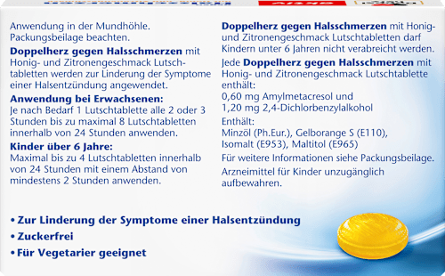 Lutschtabletten gegen Halsschmerzen  Honig Zitrone Doppelherz