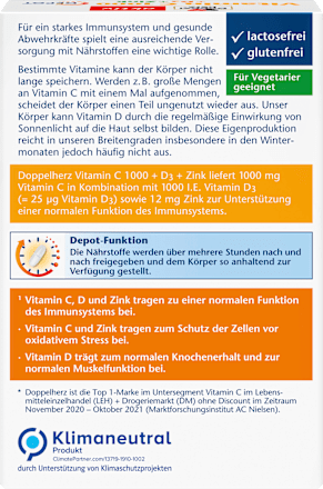 Vitamin C 1000 + D3 + Zink Depot Tabletten 30 St Doppelherz