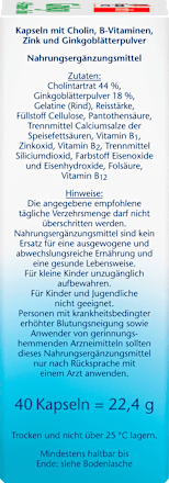 Nahrungsergänzung Ginko, B-Vitamine und Cholin Kapseln Doppelherz