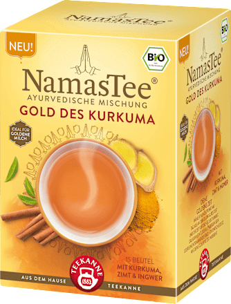 Herbata BIO Namastee Gold des Kurkuma (15 x 2 g) Teekanne