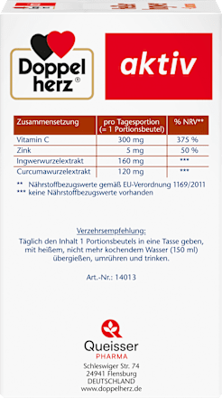 Heißer Ingwer + Kurkuma Heißgetränk (10 Stück), vegan Doppelherz
