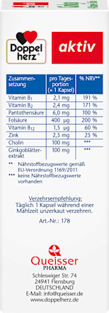 Ginkgo + B-Vitamine + Cholin Kapseln 40 St Doppelherz