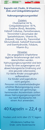 Nahrungsergänzung Ginko, B-Vitamine und Cholin Kapseln Doppelherz