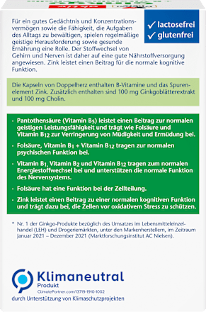 Ginkgo + B-Vitamine + Cholin Kapseln 40 St Doppelherz