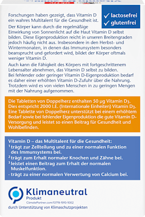 Vitamín D3 vysoká dávka 2000 I.E., 50 tablet Doppelherz
