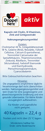 Ginkgo + B-Vitamine + Cholin Kapseln 40 St Doppelherz