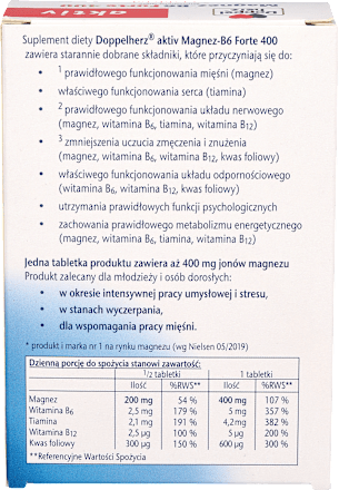 Suplement diety MagneB6 Forte 400, tabletki Doppelherz