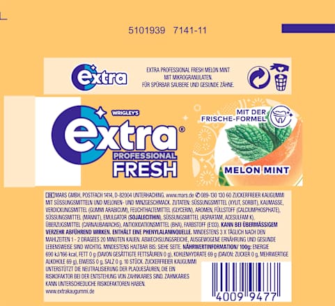 Kaugummi, Extra Professional Fresh, Melon Mint, zuckerfrei EXTRA