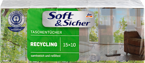Taschentücher Recycling (15 x 10 Stück) Soft&Sicher